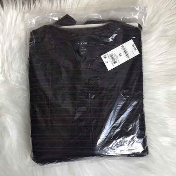 NWT Macy's Alfani Men's Sweater Port Red Ottoman Textured Crewneck - Picture 12 of 14